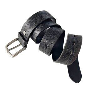 Bed Stu Men's Arsenal Embossed Brown Leather Silver Tone Hardware Belt Size 40"